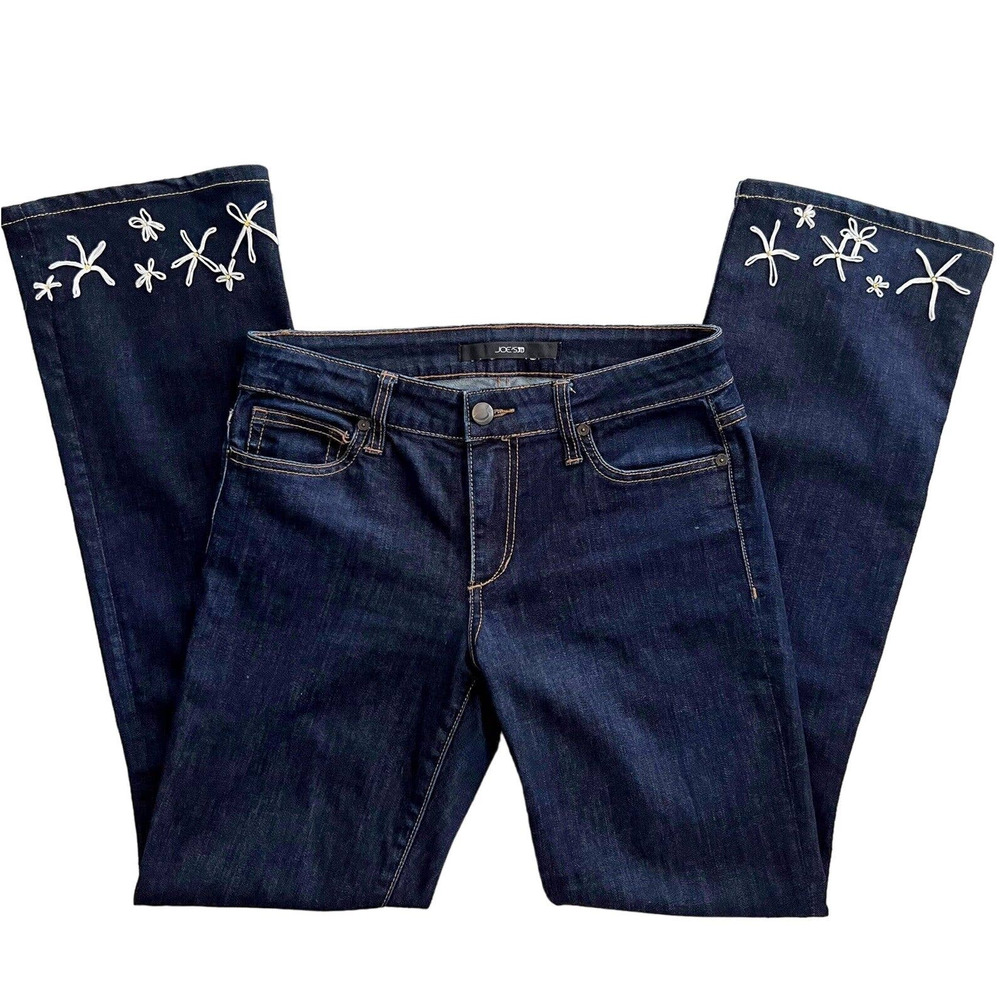 Joe’s Jeans Size 26 Honey Flare Low Rise Alyssa Wash  Hand Embroidered Daisies